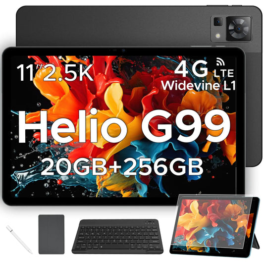 Tableta DOOGEE T35 Android 14 con Teclado 20GB+256GB, Tableta de 11 pulgadas Helio G99 Octa-core, Tableta con Pantalla IPS 1600x2560, Tableta para Juegos, Tableta Celular 4G LTE con Funda y Ratón, Color Negro